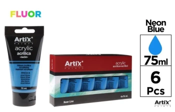 Farba akrylowa fluo niebieska 75ml (6szt) - Artix