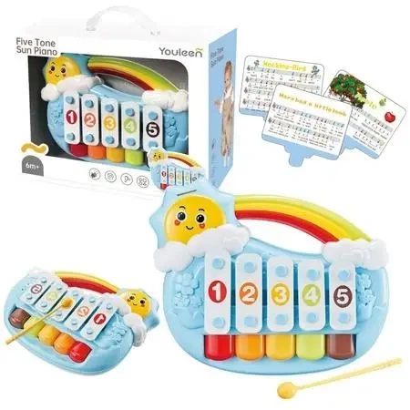 Pianinko pięciotonowe niebieskie - Leantoys