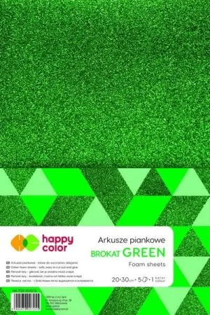 Arkusze piankowe brokat A4 zielone 5szt HAPPY COLO - GDD