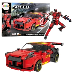 Klocki konstrukcyjne auto 2w1 GT3 czerwone 335el - Leantoys