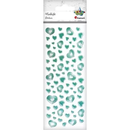 Naklejki foliowe serca miętowe mix 78szt. - Titanum