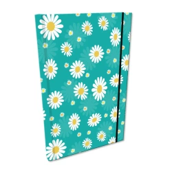 Notes A5 kratka z gumką Soft Touch Stokrotki na turkusie - EV-Corp
