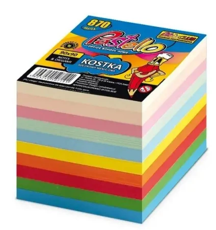 Kostka wkład 90x90mm 850 kartek 10 kolorów - Alfa Pastello