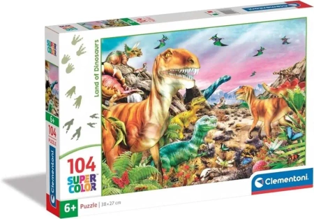 Puzzle 104 Super Kolor Land of Dinosaurs - Clementoni