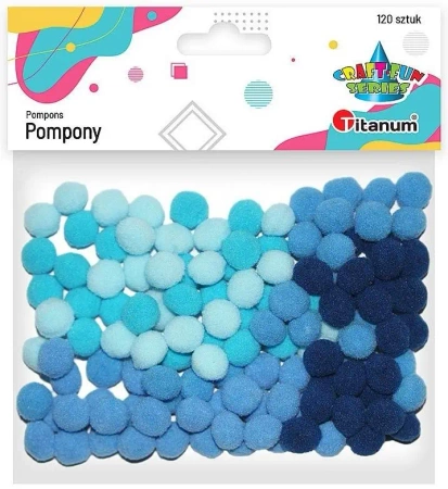 Pompony poliestrowe 10mm niebieskie 120szt. - Titanum