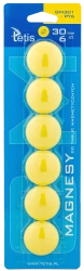 Magnesy do tablic Tetis żółte gładkie 30mm/6