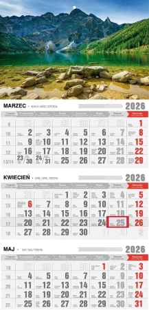 Kalendarz 2026 trójdzielny ekonomiczny tatry - Pan Kalendarzyk