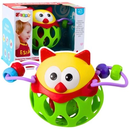 Piłka miękka sowa z grzechotką sensoryczna - Leantoys
