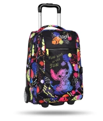 Plecak młodzieżowy na kółkach Disney Black Compact Stitch - PATIO