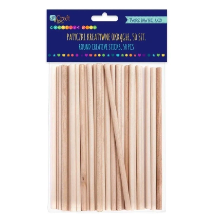 Patyczki kreatywne okrągłe naturalne 50szt - Dalprint dpCraft
