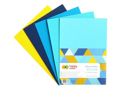 Tektura falista Happy Color niebieskie A4 5 kolorów 5 arkuszy - Happy Color