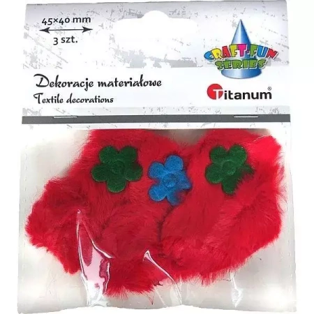 Ozdoba materiałowa serca 45x40mm czerwone 3szt - Titanum