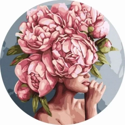 Malowanie po numerach okrągłe - Kobieta kwiat 40cm - Twoje Hobby
