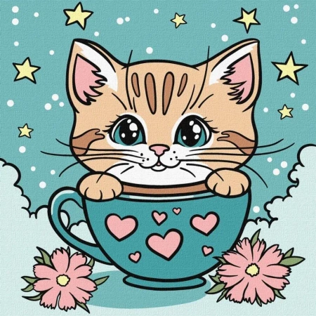 Malowanie po numerach - Cudowny kotek Kids 25x25cm - Ideyka