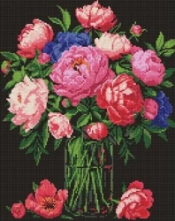 Diamentowa mozaika - Luksus piwonii 40x50cm - Ideyka