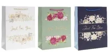 Torebka prezentowa 26x32x10cm mix Kwiaty ROZETTE