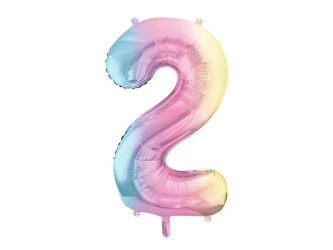 Balon foliowy 2 pastelowy tęczowy 86cm - PartyDeco