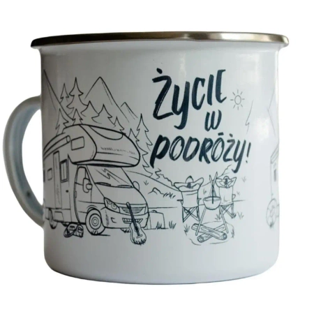 Kubek emaliowany - Życie w podróży! - TravelSet