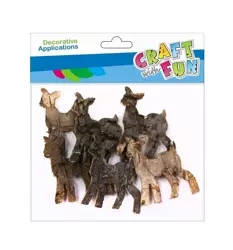 Ozdoba drewnokształty sarenki z kory 6szt - Craft with Fun