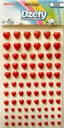 Dżety samoprzylepne czerwone serca 84szt - Brewis