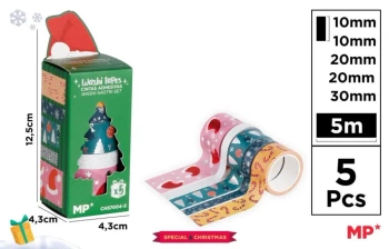 Taśmy dekoracyjne świąteczne washi 5szt - MP Main Paper