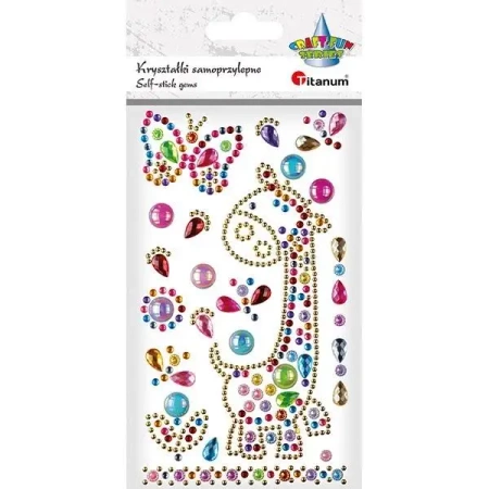 Kryształki samoprzylepne żyrafa i motyl + dekory - Titanum