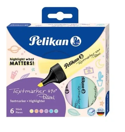 Zakreślacz 490 Pastel 6 kolorów - PELIKAN