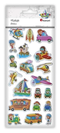 Naklejki wypukłe miękkie pojazdy mix 20szt - Titanum