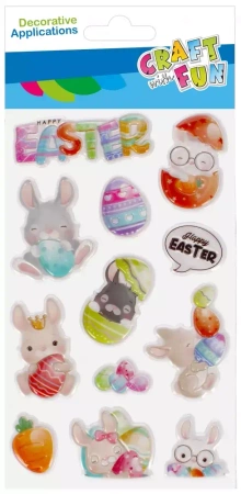 Ozdoba Dekoracyjna Naklejki Puffy Zajączek 12szt Wielkanoc Craft with Fun 531728