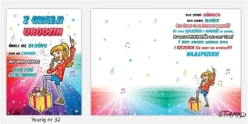 Karnet Young B6 + koperta wzór nr 32 Urodziny - Stamp