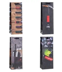 Torebka ozdobna na butelkę 12x36x9cm mix ROZETTE