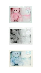 MIś z grzechotką i kocykiem 75x100cm MIX - Sun-Day