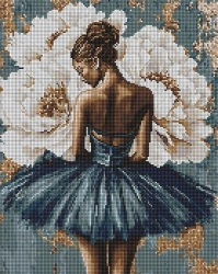 Diamentowa mozaika - Baletnica z piwoniami 40x50cm - Ideyka
