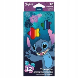Kredki ołówkowe trójkątne Disney Core Stitch 12 kolorów - PATIO