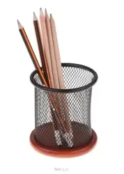 Kubek przybornik czarny z drewnem - NET