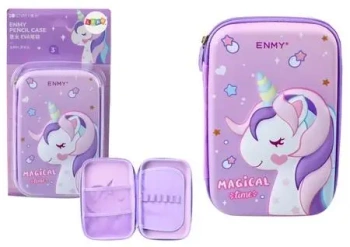 Piórnik rzkładany z jednorożcem fioletowy 23x15cm - Leantoys