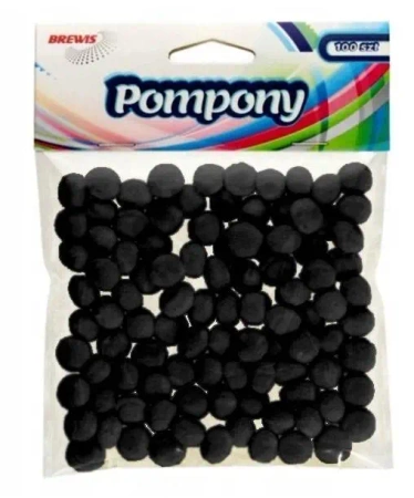 Pompony czarne 10mm 100szt - Brewis