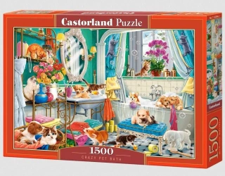 Puzzle 1500 Crazy Pet Bath CASTOR - Castorland