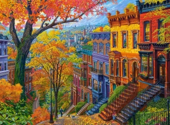 Puzzle 3000 Autumn City Hill CASTOR - Castorland