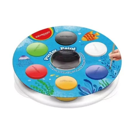 Farby plakatowe z kubeczkiem, podstawką i pędzlem - Keyroad