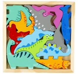 Układanka drewniana dinozaury 12 elementów - Mega Creative