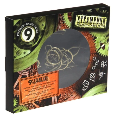 Łamigłówki metalowe 9 szt Steampunk brązowy G3