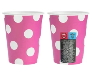 Kubeczki papierowe Magenta groszki 270ml 6szt - Godan