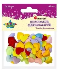 Aplikacje materiałowe serca 17x15mm mix 80szt - Titanum