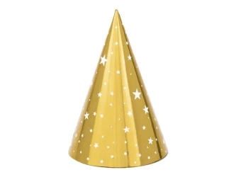 Czapeczki Gwiazdki złote 16cm 6szt - PartyDeco