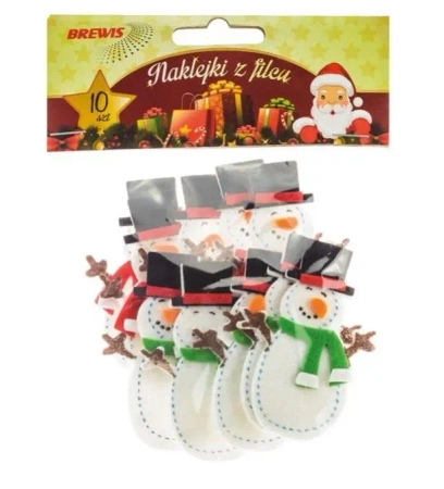 Naklejki z filcu bałwany 10szt - Brewis