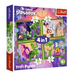 Puzzle 4w1 Świat Smoka Diplodoka TREFL