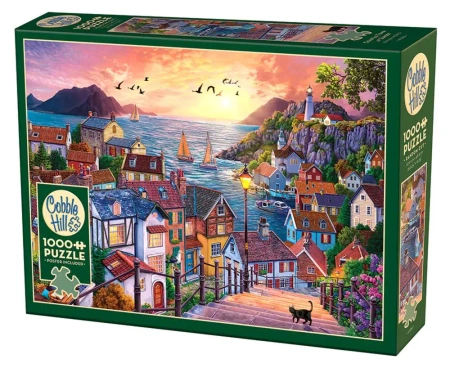 Puzzle 1000 Zachód słońca w nadmorskim miasteczku 113096 - Cobble Hill