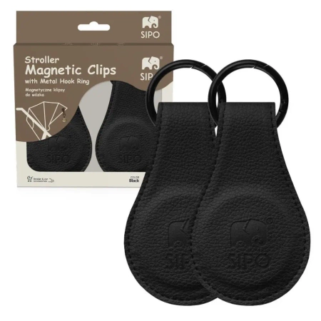 Klipsy magnetyczne do wózka czarne 2szt - Sipo