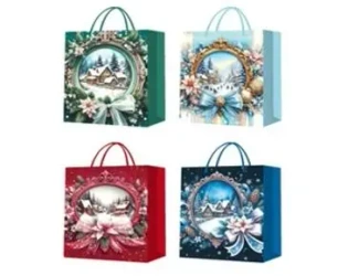 Torebka prezentowa M Boże Narodzenie brokat mix